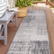 World Rug Gallery Contemporary Distressed Boxes Weather Resistant Indoor/Outdoor Runner Rug 2' x 7' Gray 4032GRAY2X7 - alternate 1